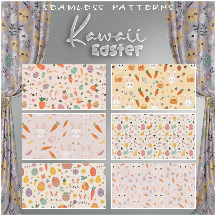 ALXN 2D Kawaii Easter Seamless patterns by N/A