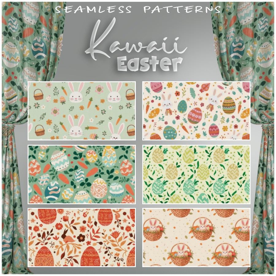 ALXN 2D Kawaii Easter Seamless patterns by N/A