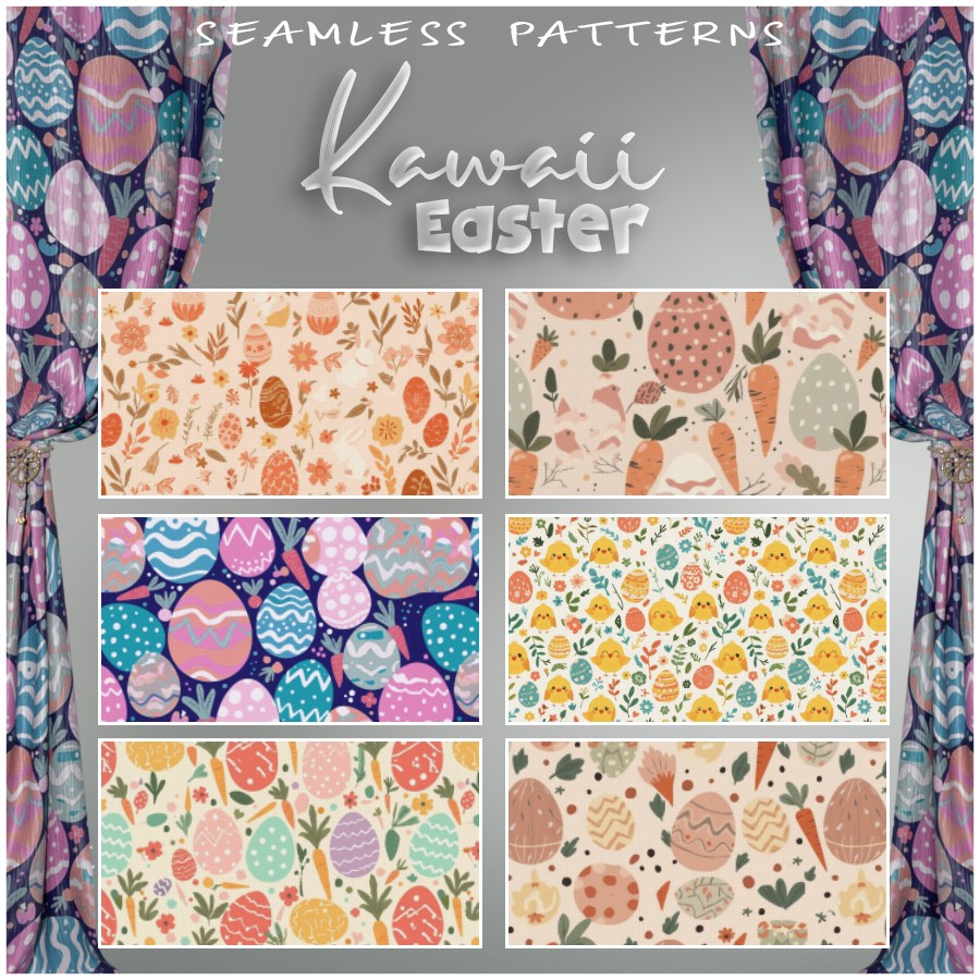 ALXN 2D Kawaii Easter Seamless patterns by N/A