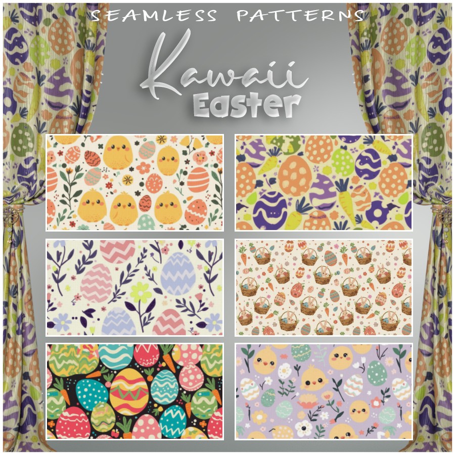 ALXN 2D Kawaii Easter Seamless patterns by N/A