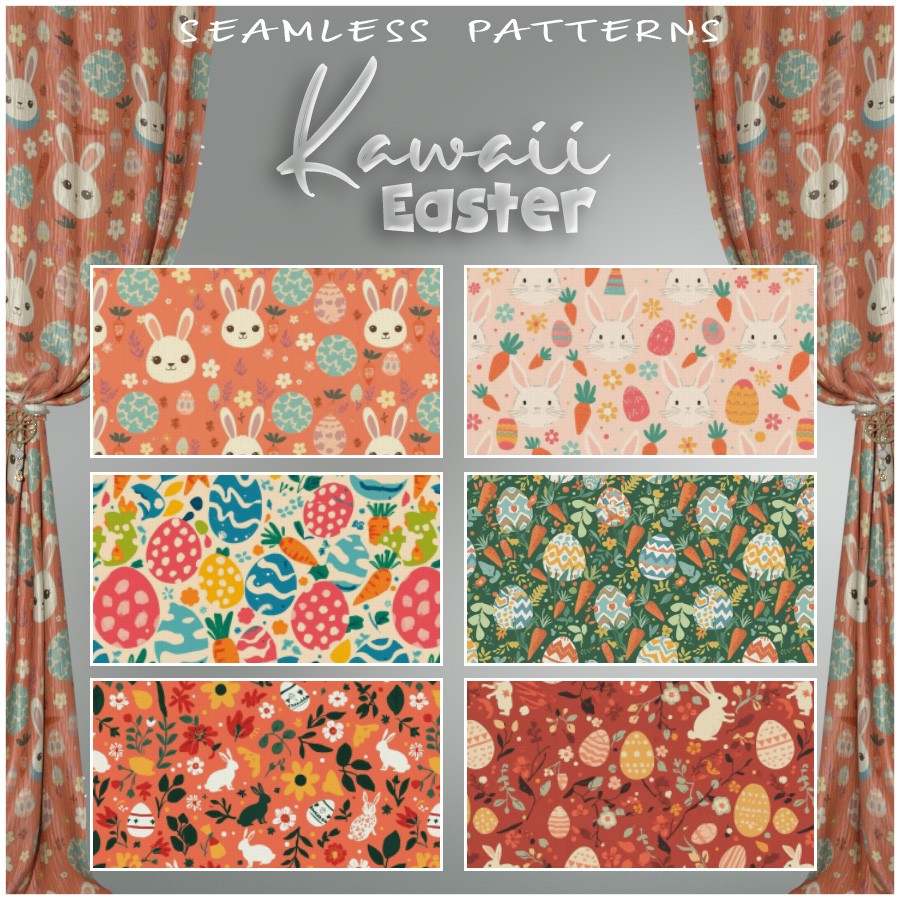 ALXN 2D Kawaii Easter Seamless patterns by N/A