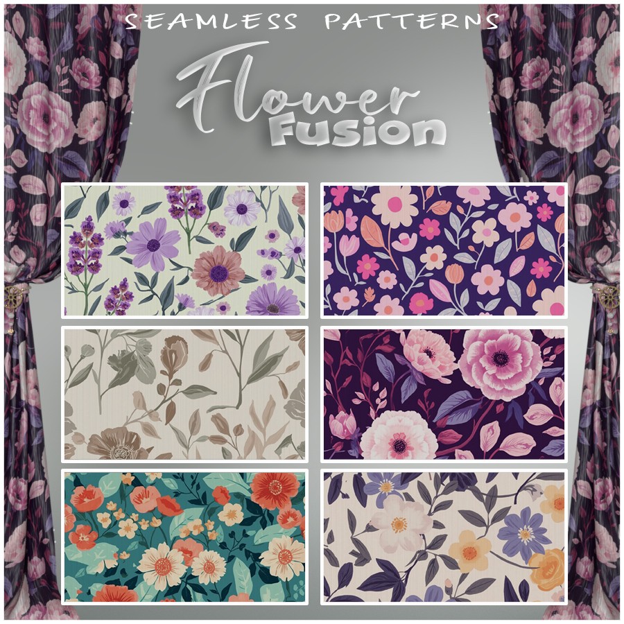 ALXN 2D Flower Fusion Seamless patterns by N/A
