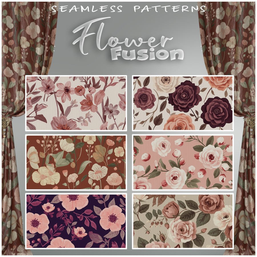ALXN 2D Flower Fusion Seamless patterns by N/A