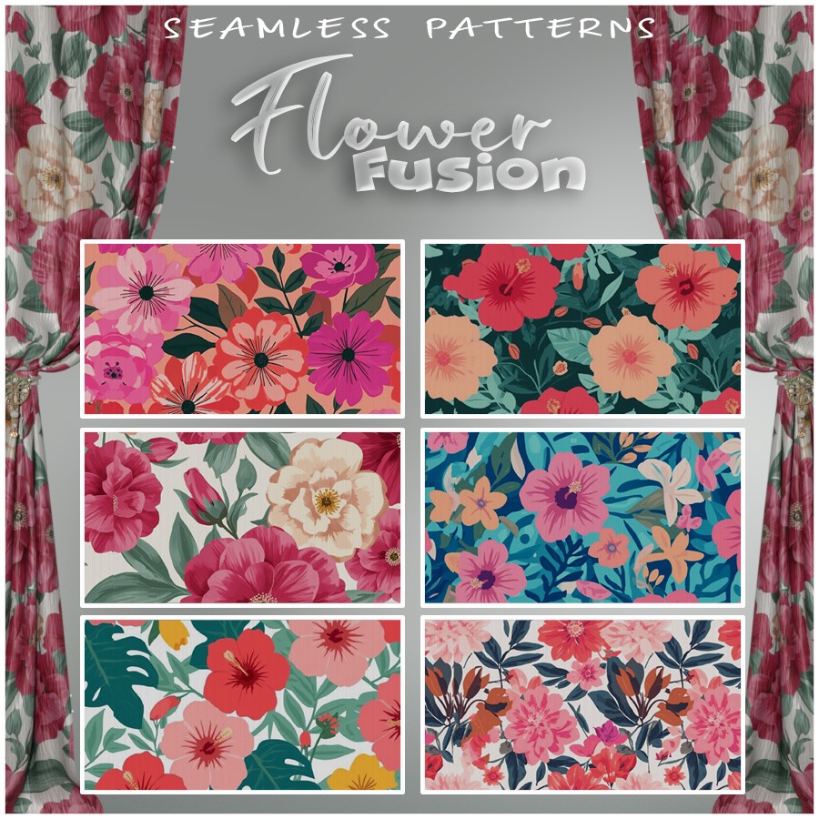 ALXN 2D Flower Fusion Seamless patterns by N/A