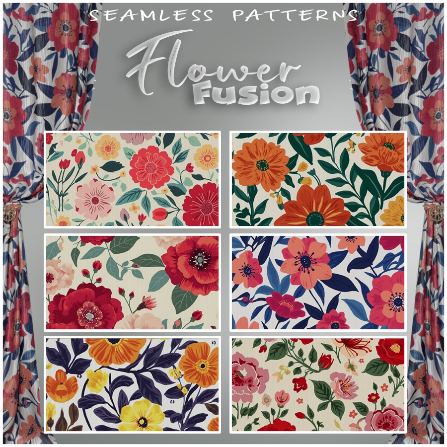ALXN 2D Flower Fusion Seamless patterns by N/A
