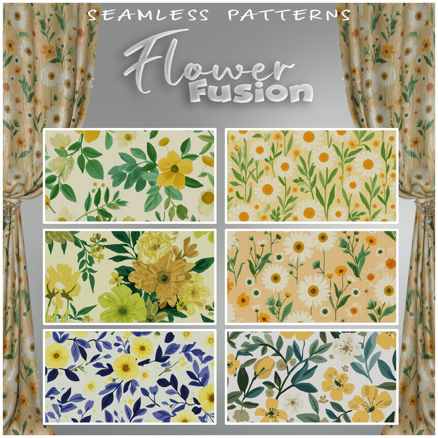 ALXN 2D Flower Fusion Seamless patterns by N/A