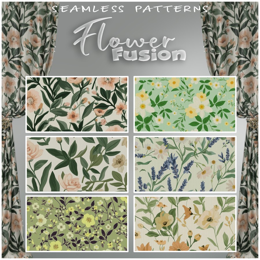 ALXN 2D Flower Fusion Seamless patterns by N/A