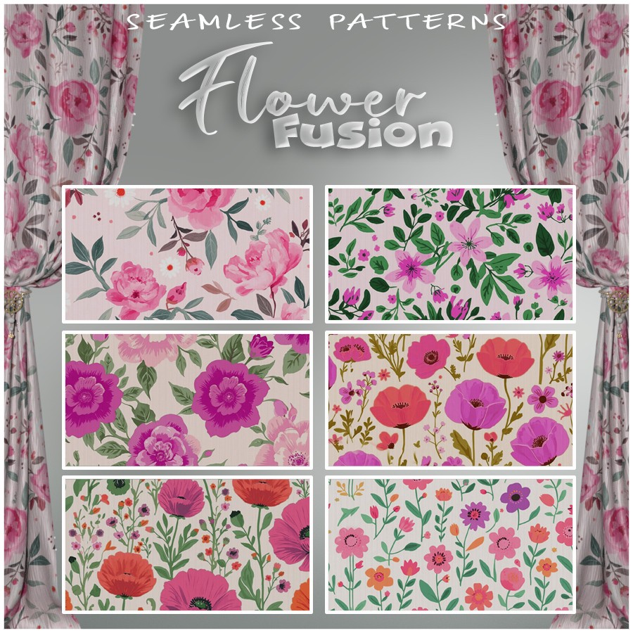 ALXN 2D Flower Fusion Seamless patterns by N/A