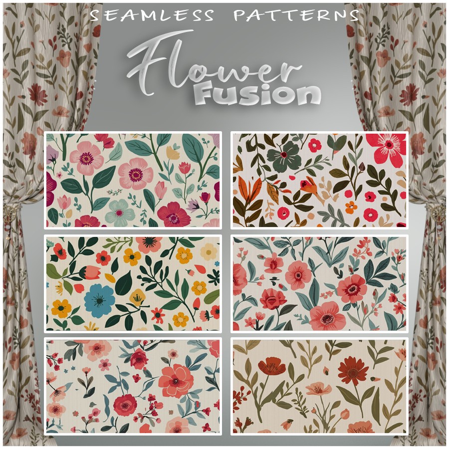 ALXN 2D Flower Fusion Seamless patterns by N/A
