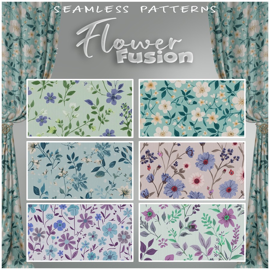 ALXN 2D Flower Fusion Seamless patterns by N/A