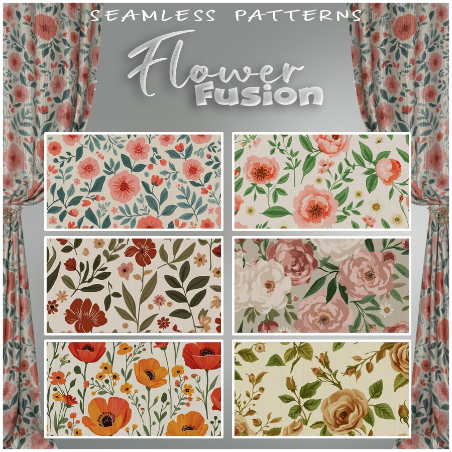 ALXN 2D Flower Fusion Seamless patterns by N/A