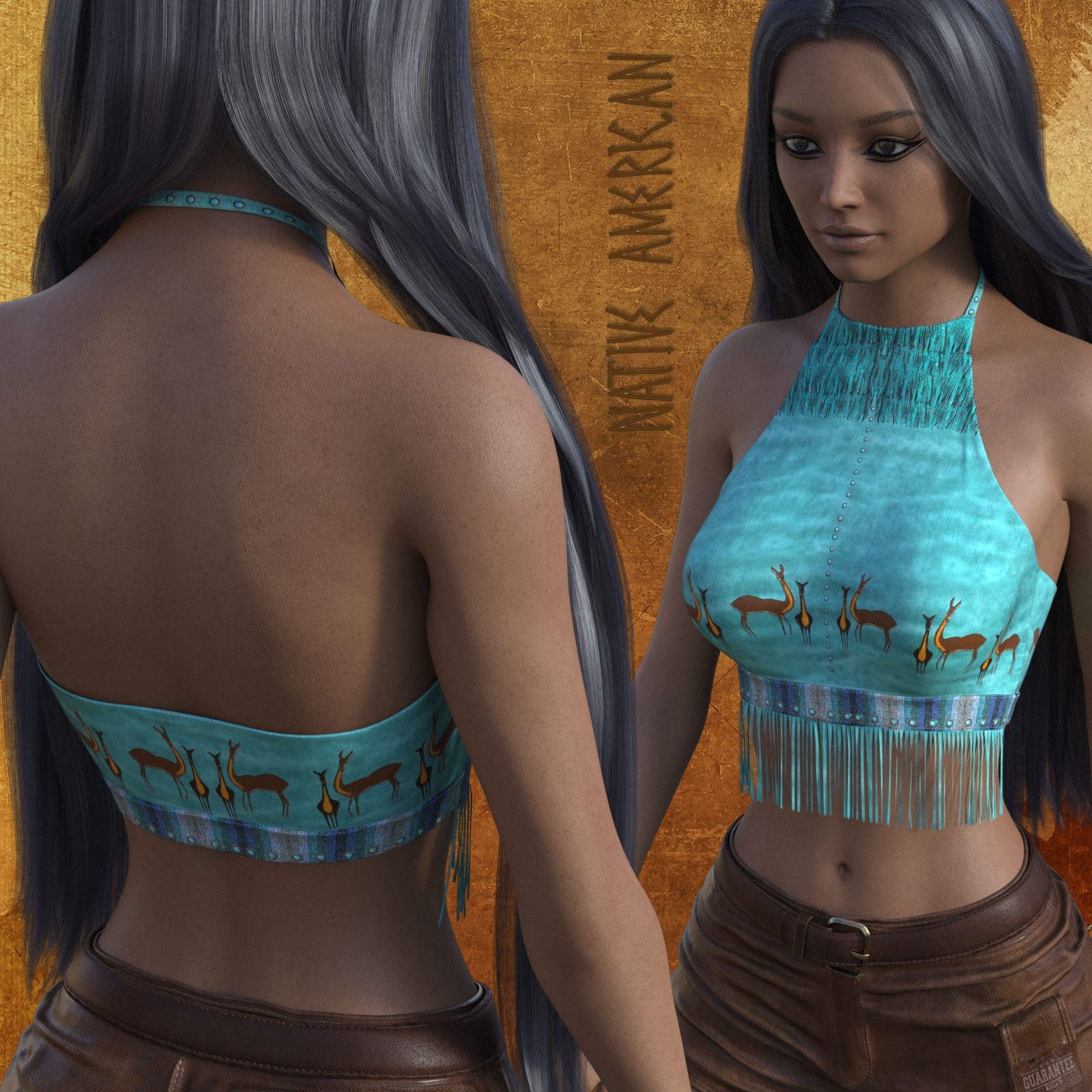 DA-NativeAmerican for dForce Fringe Halter by Sveva by N/A