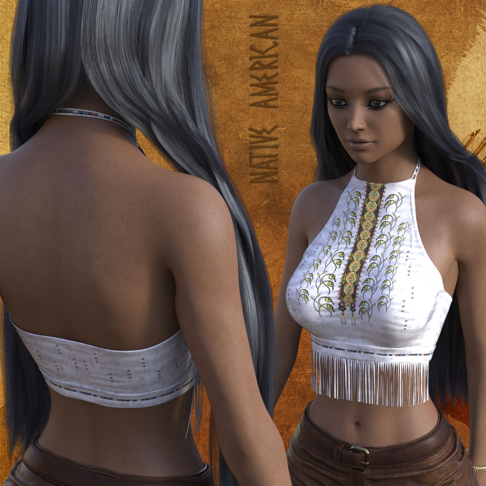 DA-NativeAmerican for dForce Fringe Halter by Sveva by N/A