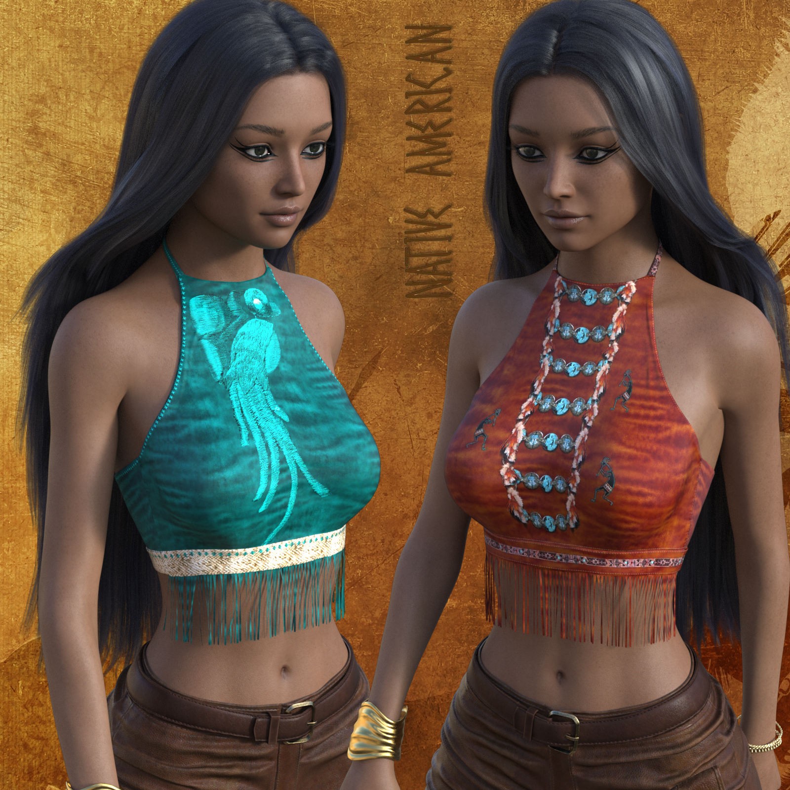 DA-NativeAmerican for dForce Fringe Halter by Sveva by N/A