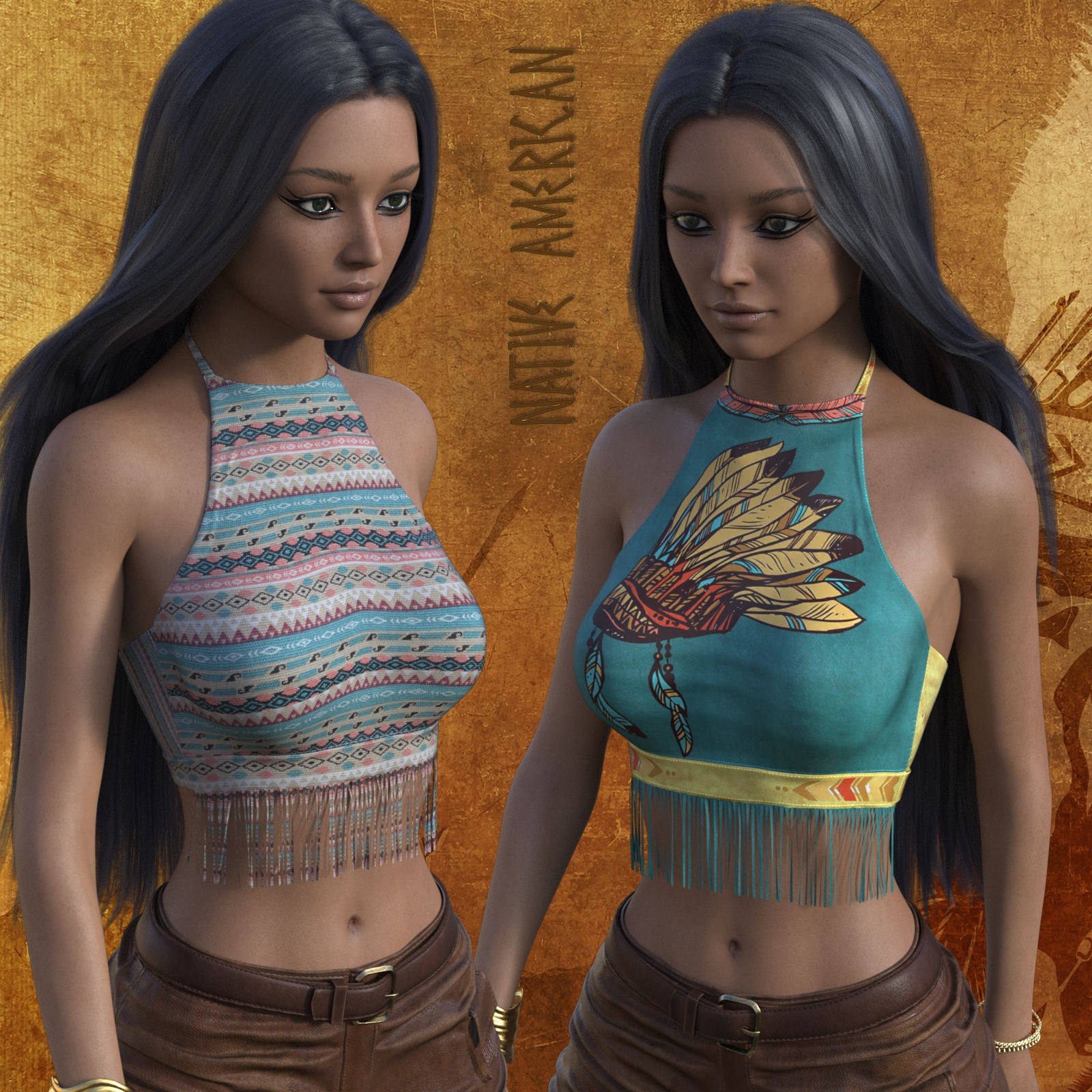 DA-NativeAmerican for dForce Fringe Halter by Sveva by N/A