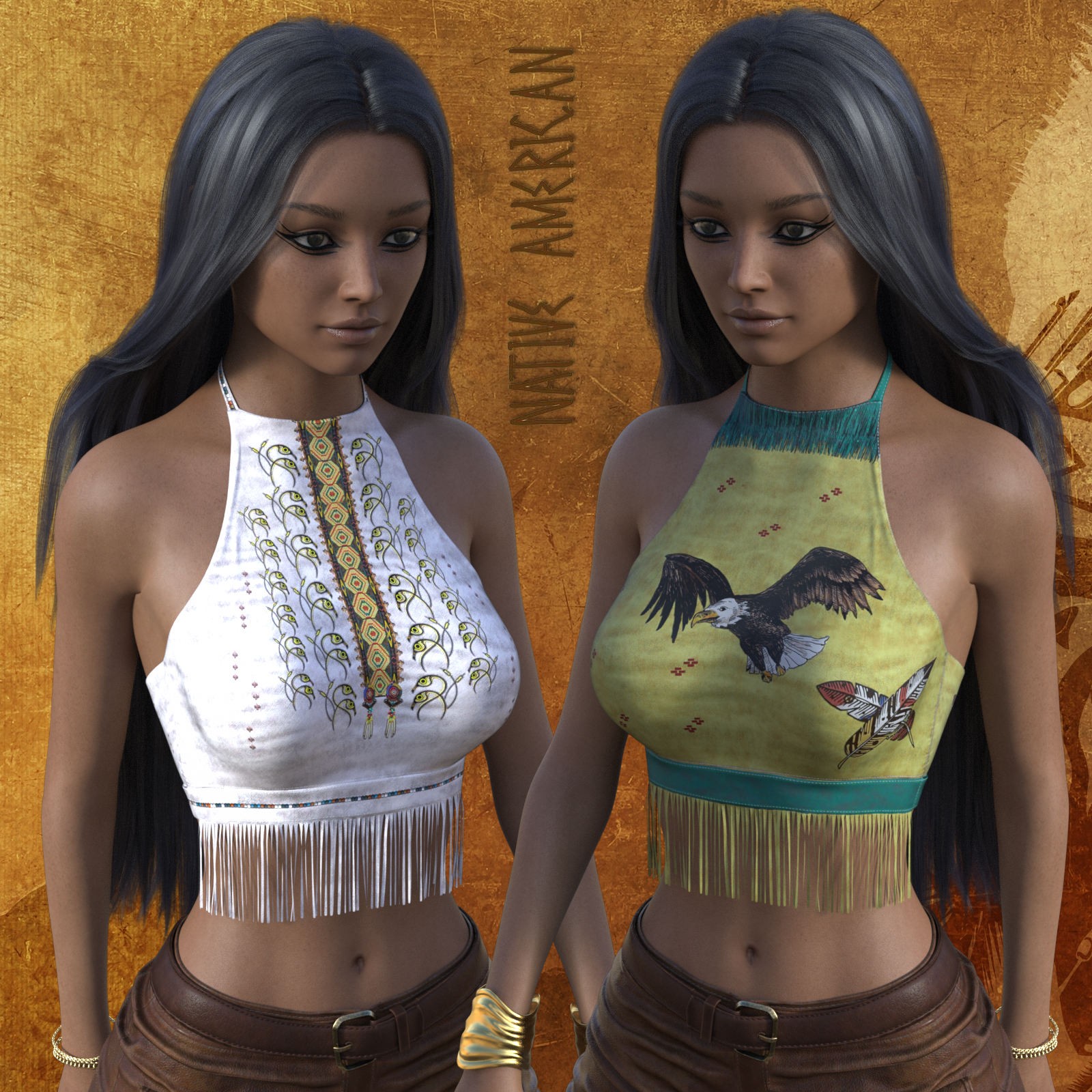 DA-NativeAmerican for dForce Fringe Halter by Sveva by N/A