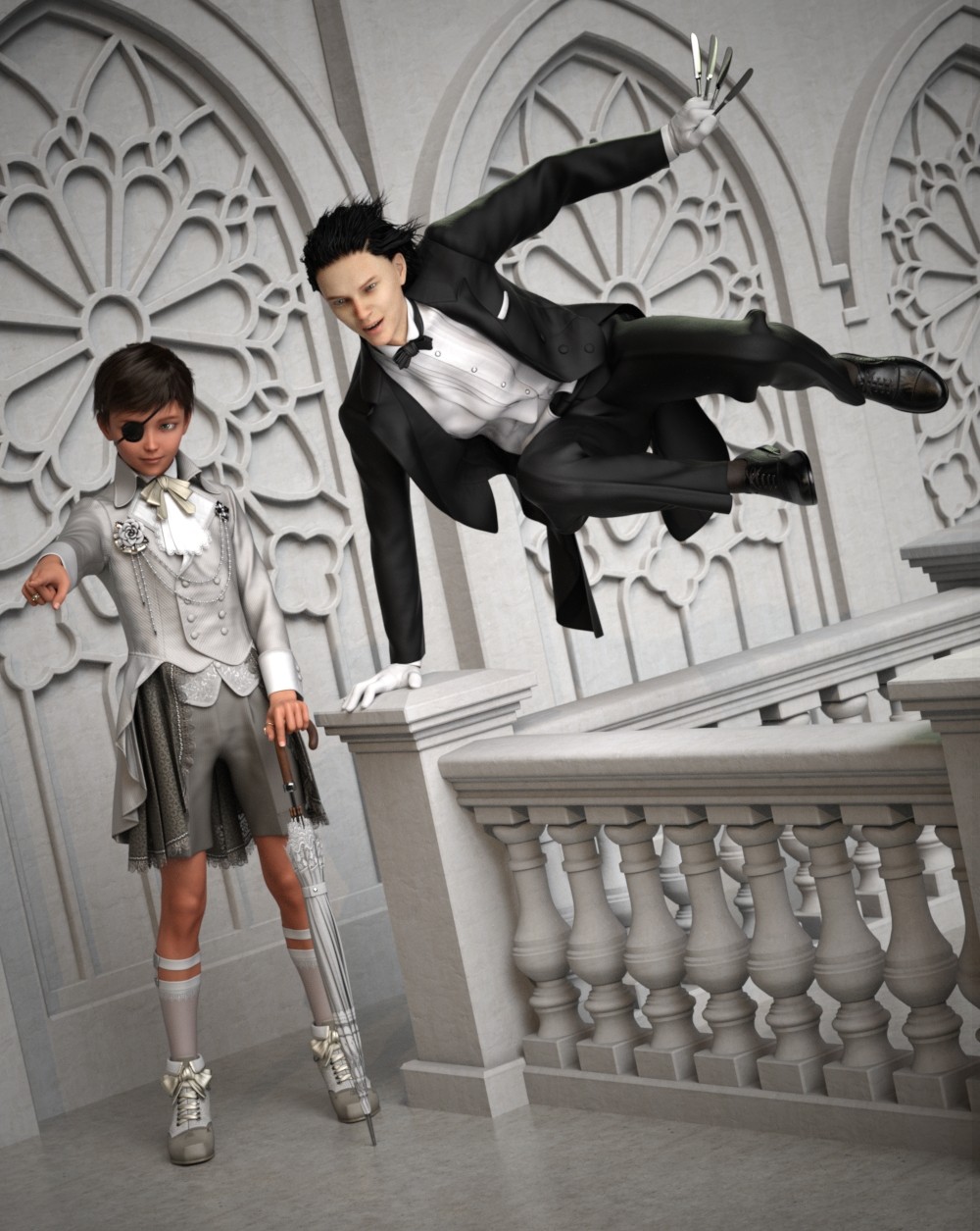 dForce Gothic Tailcoat Costume for G8M, G8F, and G9 by N/A