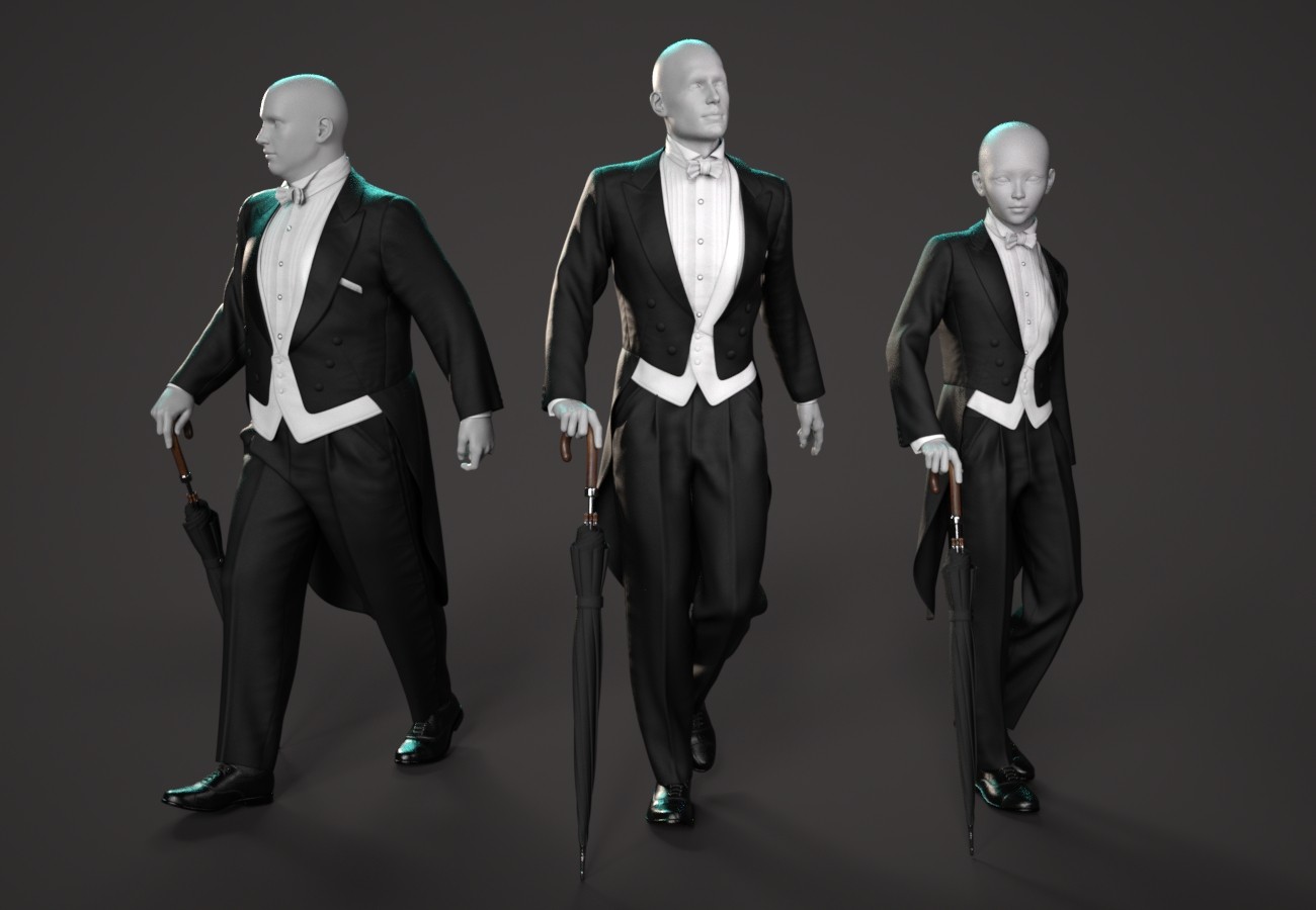 dForce Gothic Tailcoat Costume for G8M, G8F, and G9 by N/A
