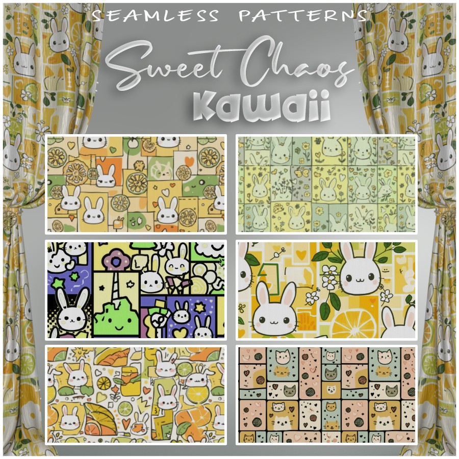 ALXN 2D Sweet Chaos Kawaii Seamless patterns by N/A
