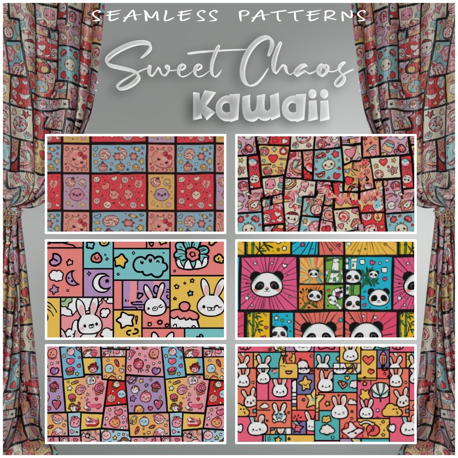 ALXN 2D Sweet Chaos Kawaii Seamless patterns by N/A