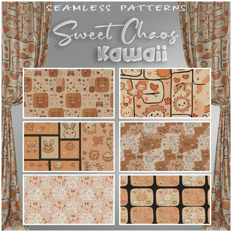 ALXN 2D Sweet Chaos Kawaii Seamless patterns by N/A