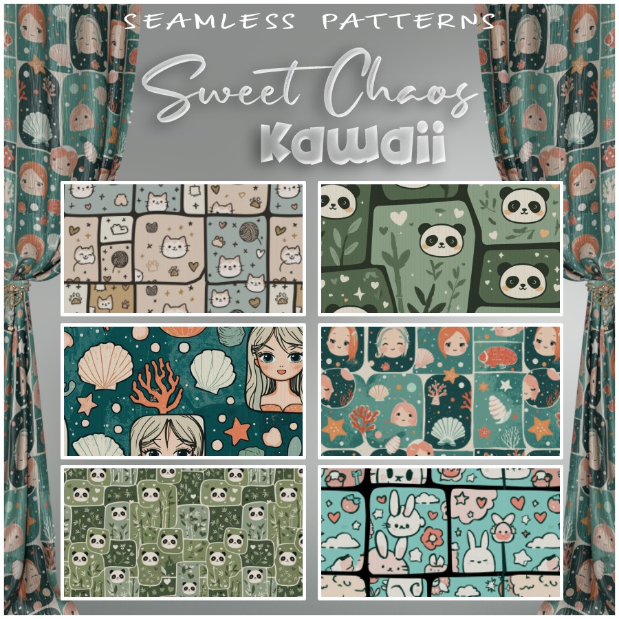 ALXN 2D Sweet Chaos Kawaii Seamless patterns by N/A