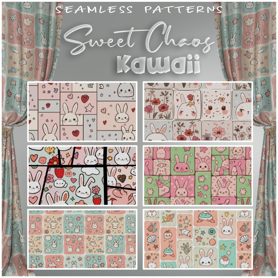 ALXN 2D Sweet Chaos Kawaii Seamless patterns by N/A