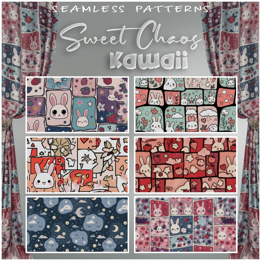 ALXN 2D Sweet Chaos Kawaii Seamless patterns by N/A