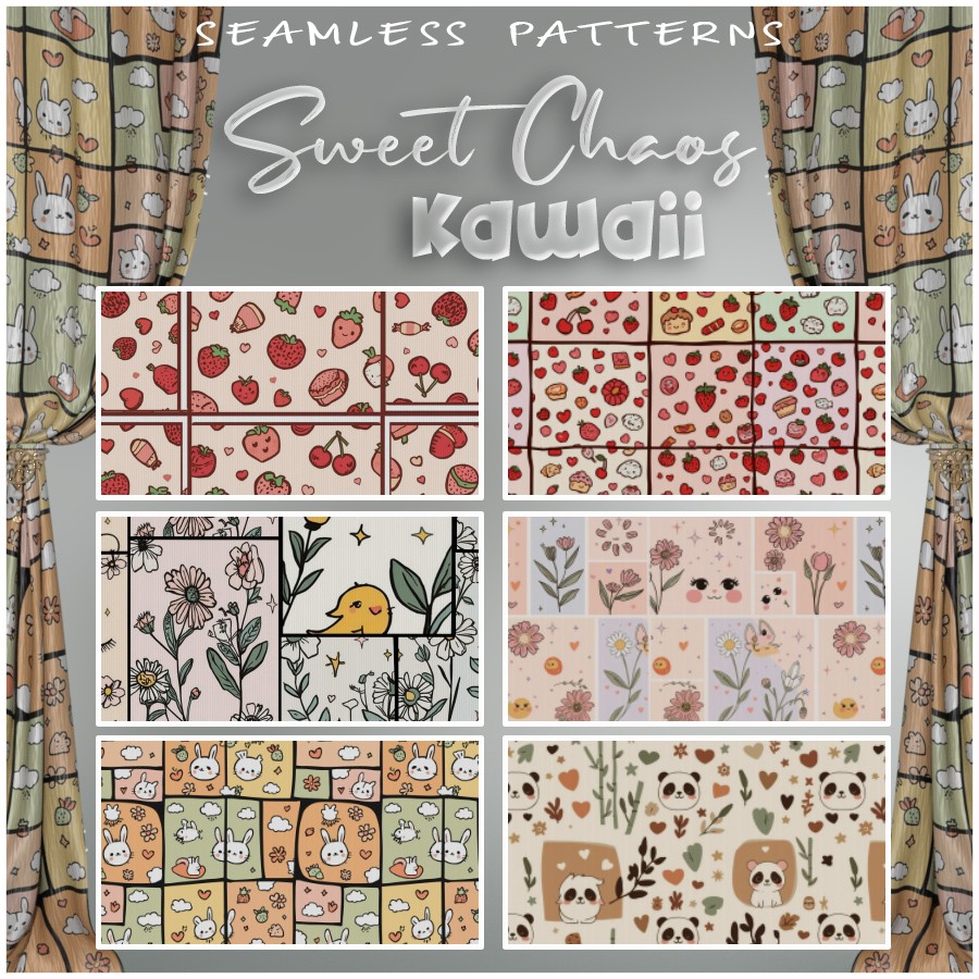 ALXN 2D Sweet Chaos Kawaii Seamless patterns by N/A
