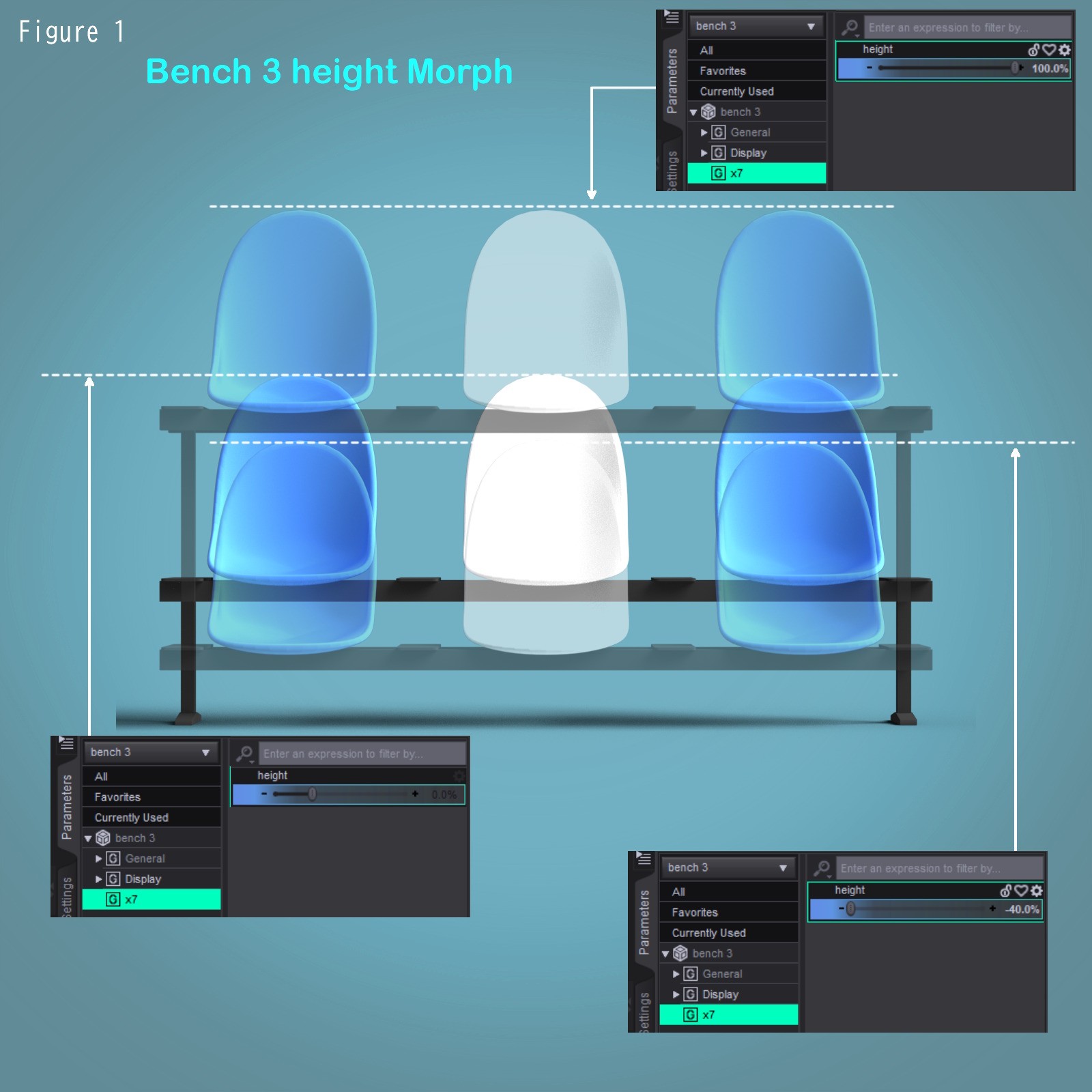 X7 Morphing Bench Prop (+ 2 Chairs) & Poses set2 by N/A