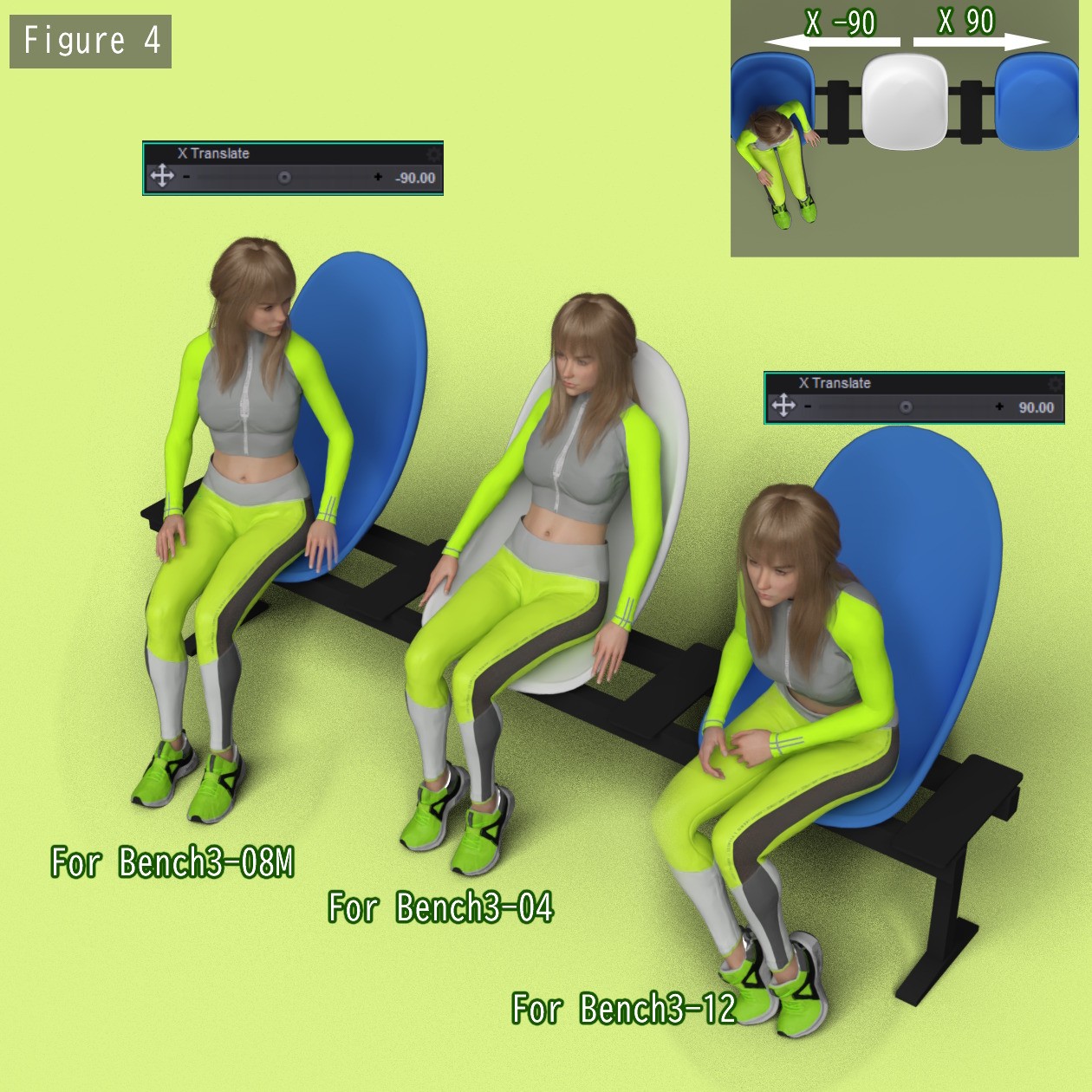 X7 Morphing Bench Prop (+ 2 Chairs) & Poses set2 by N/A