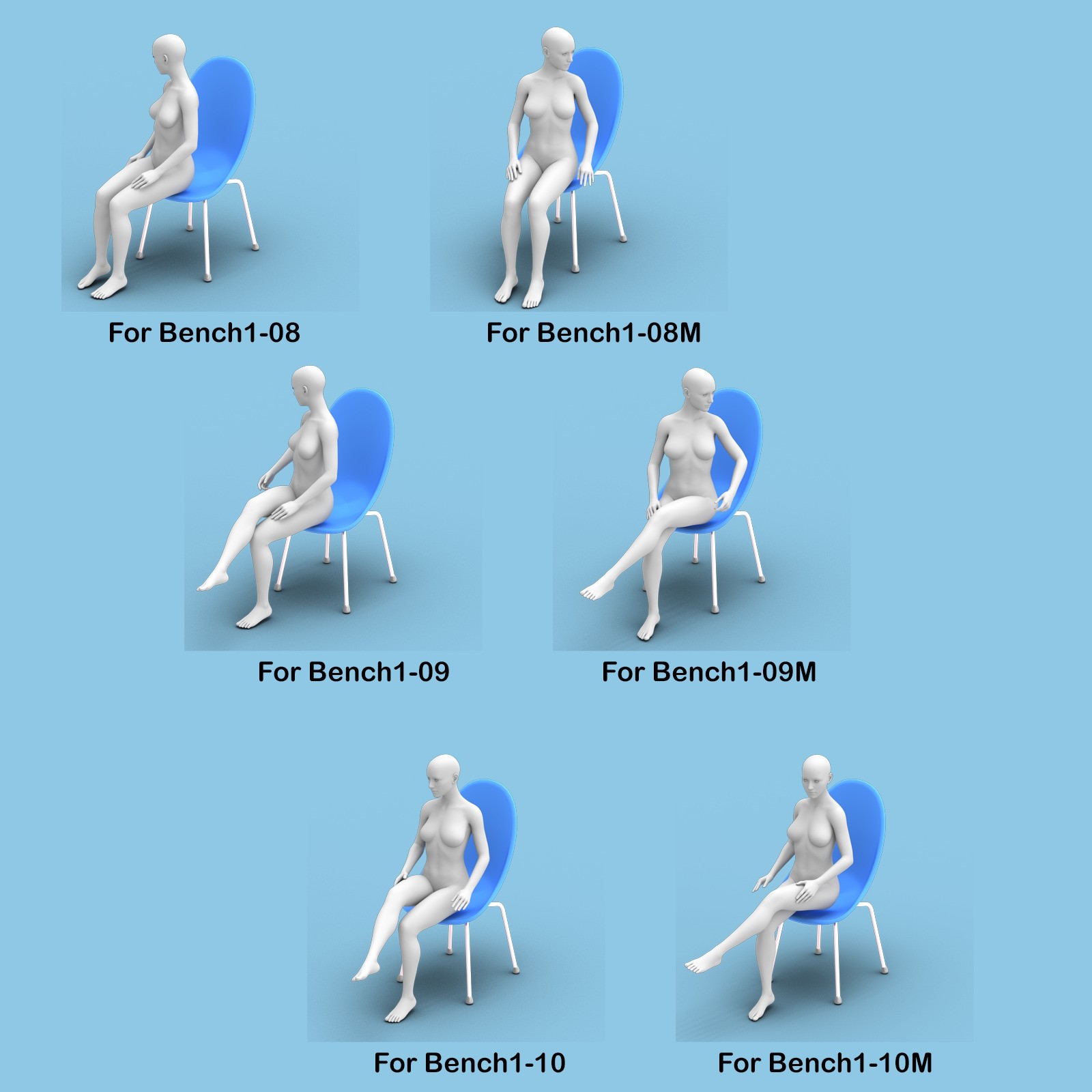 X7 Morphing Bench Prop (+ 2 Chairs) & Poses set2 by N/A