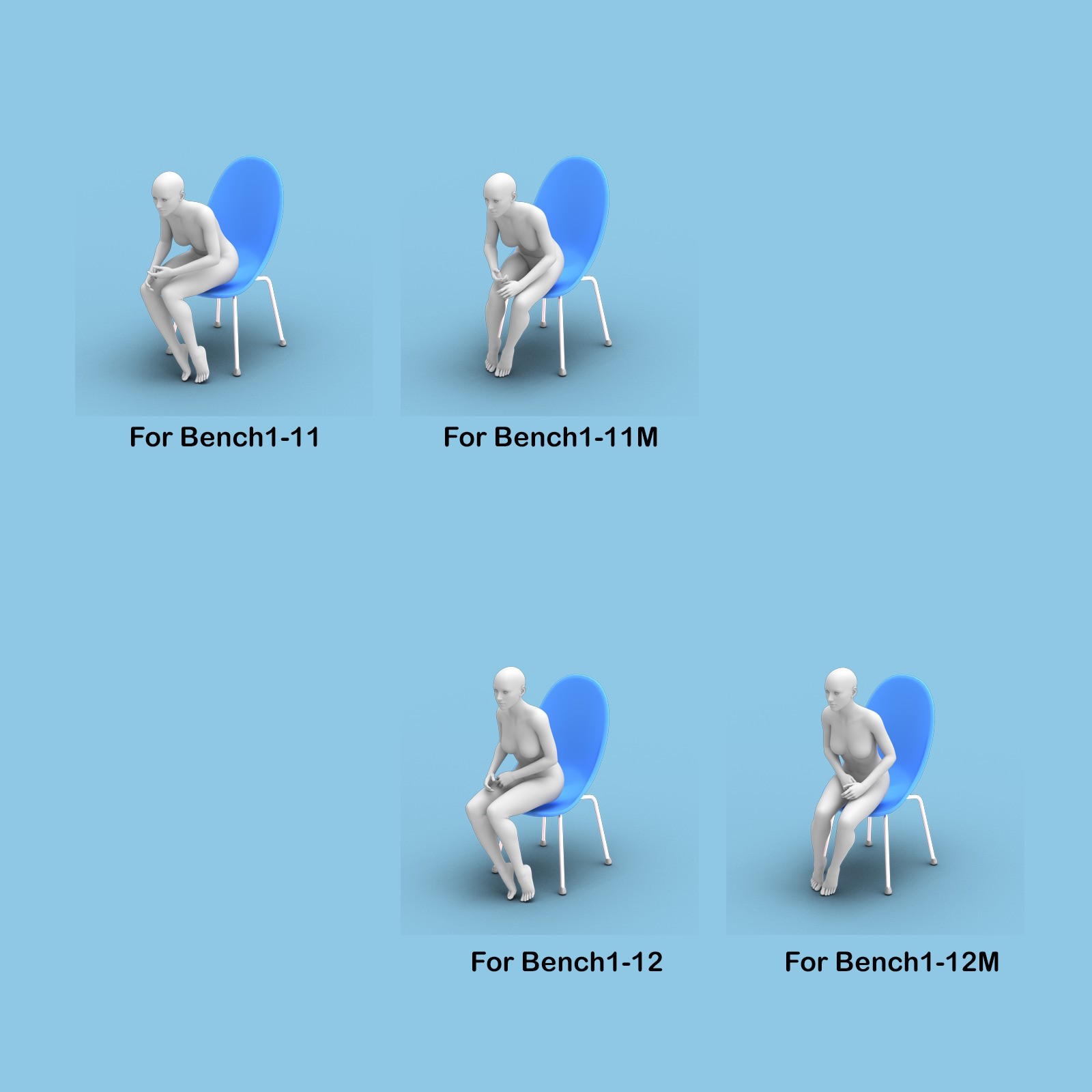 X7 Morphing Bench Prop (+ 2 Chairs) & Poses set2 by N/A