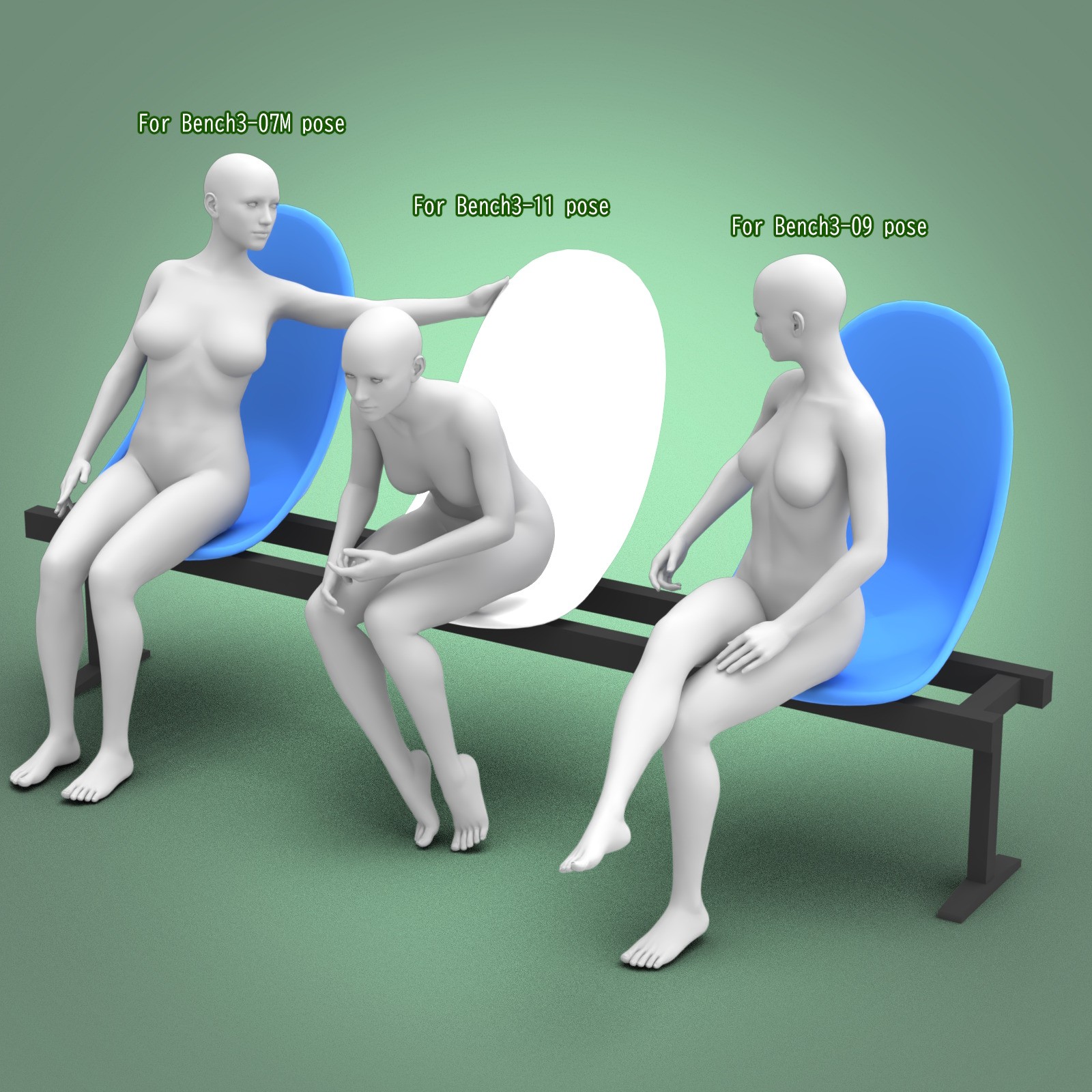 X7 Morphing Bench Prop (+ 2 Chairs) & Poses set2 by N/A