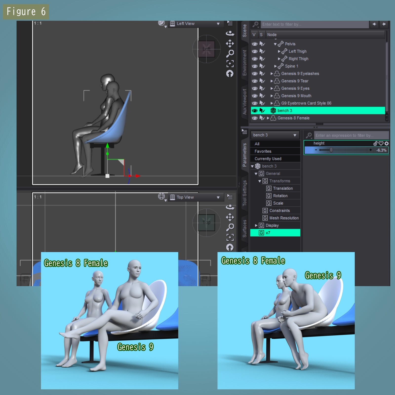 X7 Morphing Bench Prop (+ 2 Chairs) & Poses set2 by N/A