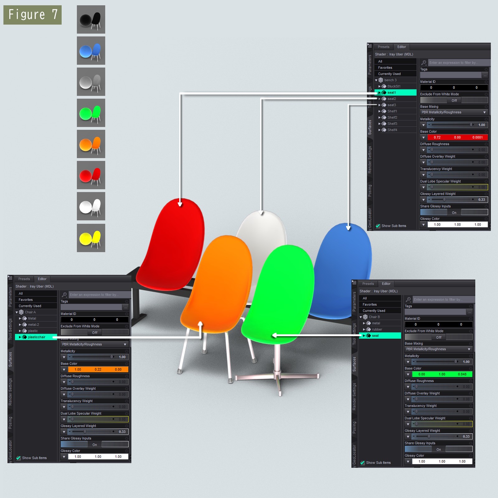 X7 Morphing Bench Prop (+ 2 Chairs) & Poses set2 by N/A