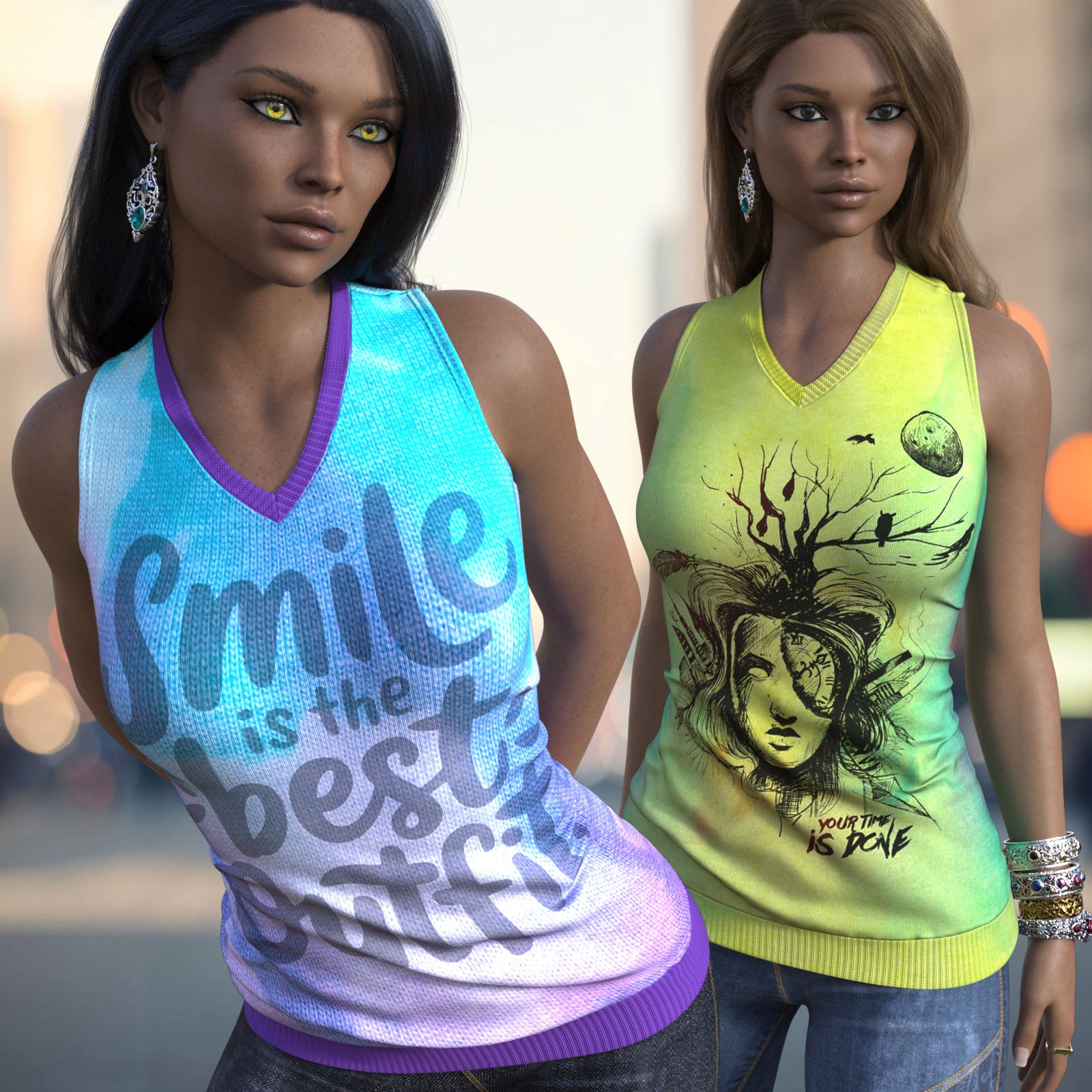 DA-Statements for dForce Casual Long Tanktop Genesis8-8.1Female by lilflame by N/A