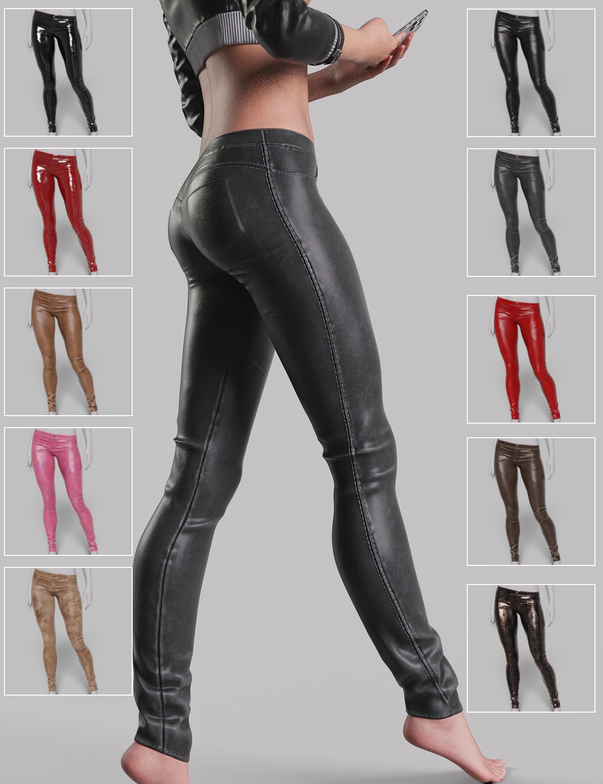 dForce Low Leather Pants Genesis8-8.1F-G9 by N/A