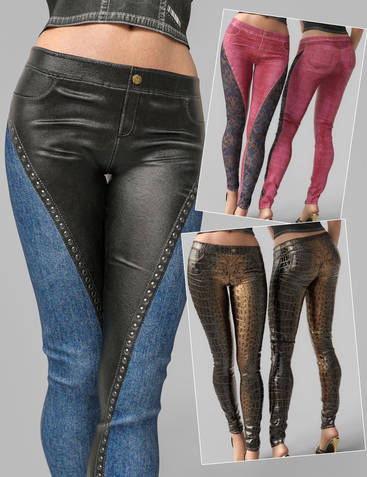 Grunge and Style Low Leather Pants G8-8.1F-G9 by N/A