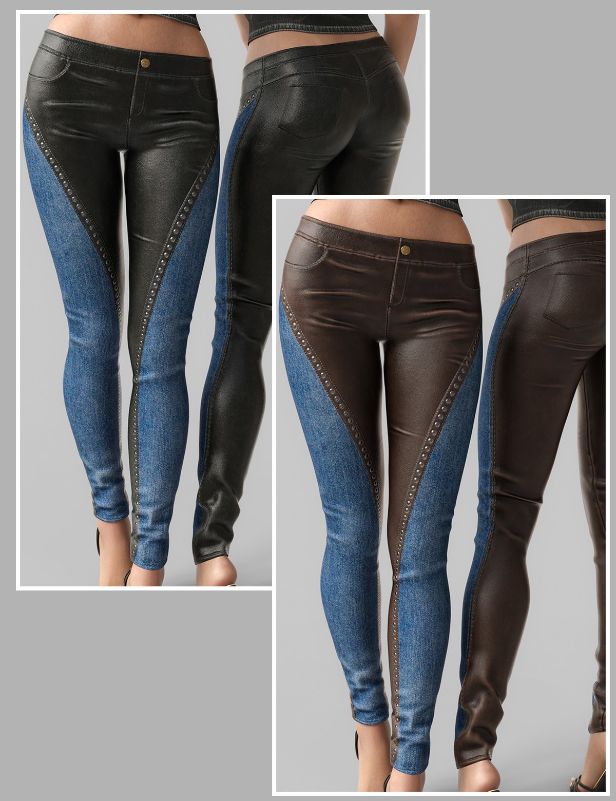 Grunge and Style Low Leather Pants G8-8.1F-G9 by N/A