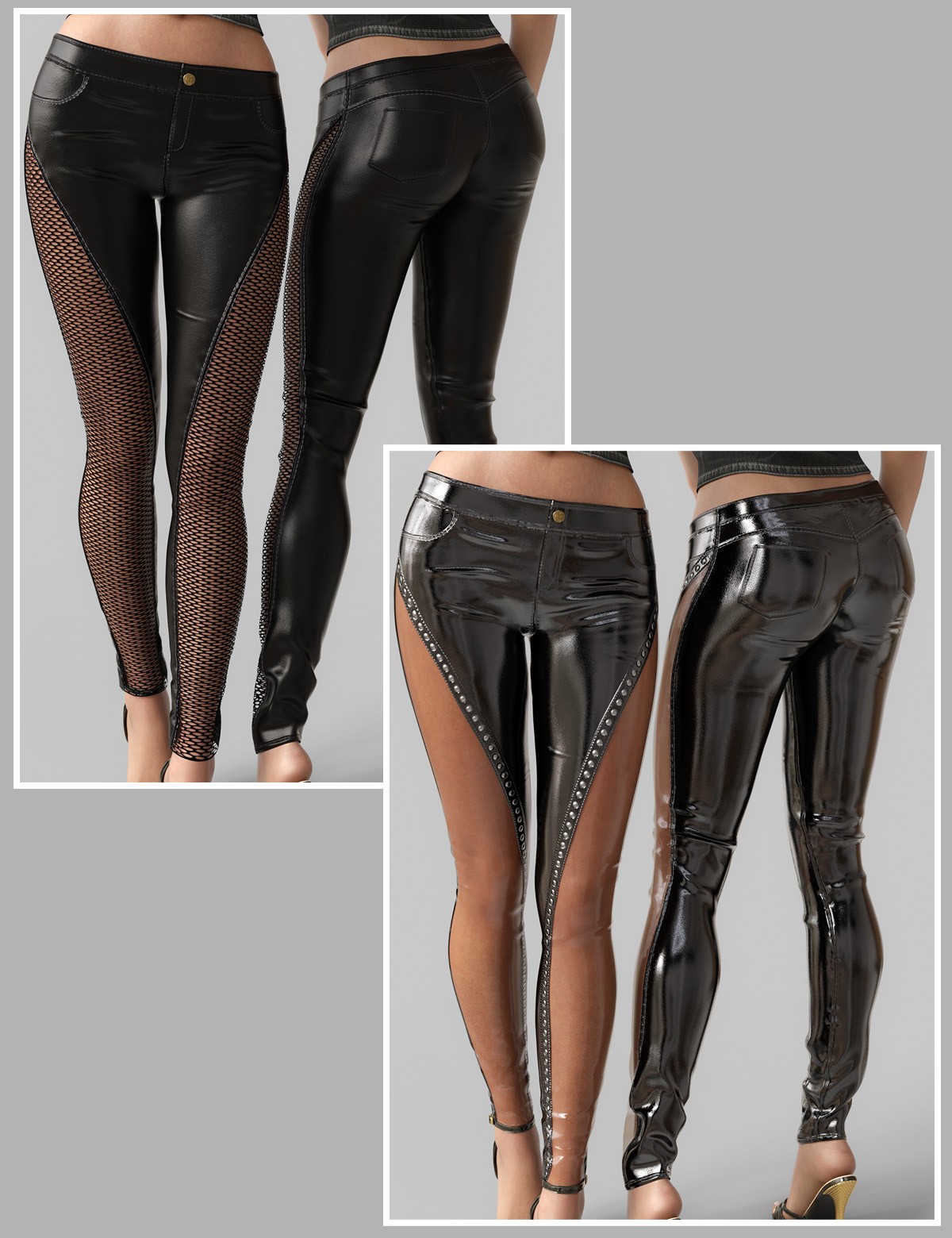 Grunge and Style Low Leather Pants G8-8.1F-G9 by N/A