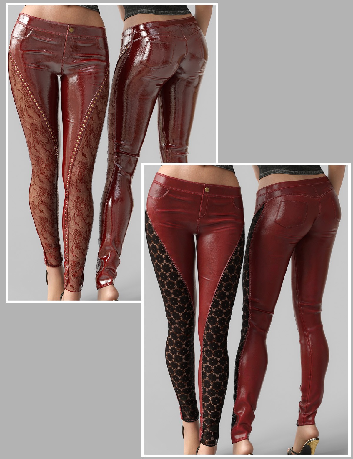 Grunge and Style Low Leather Pants G8-8.1F-G9 by N/A