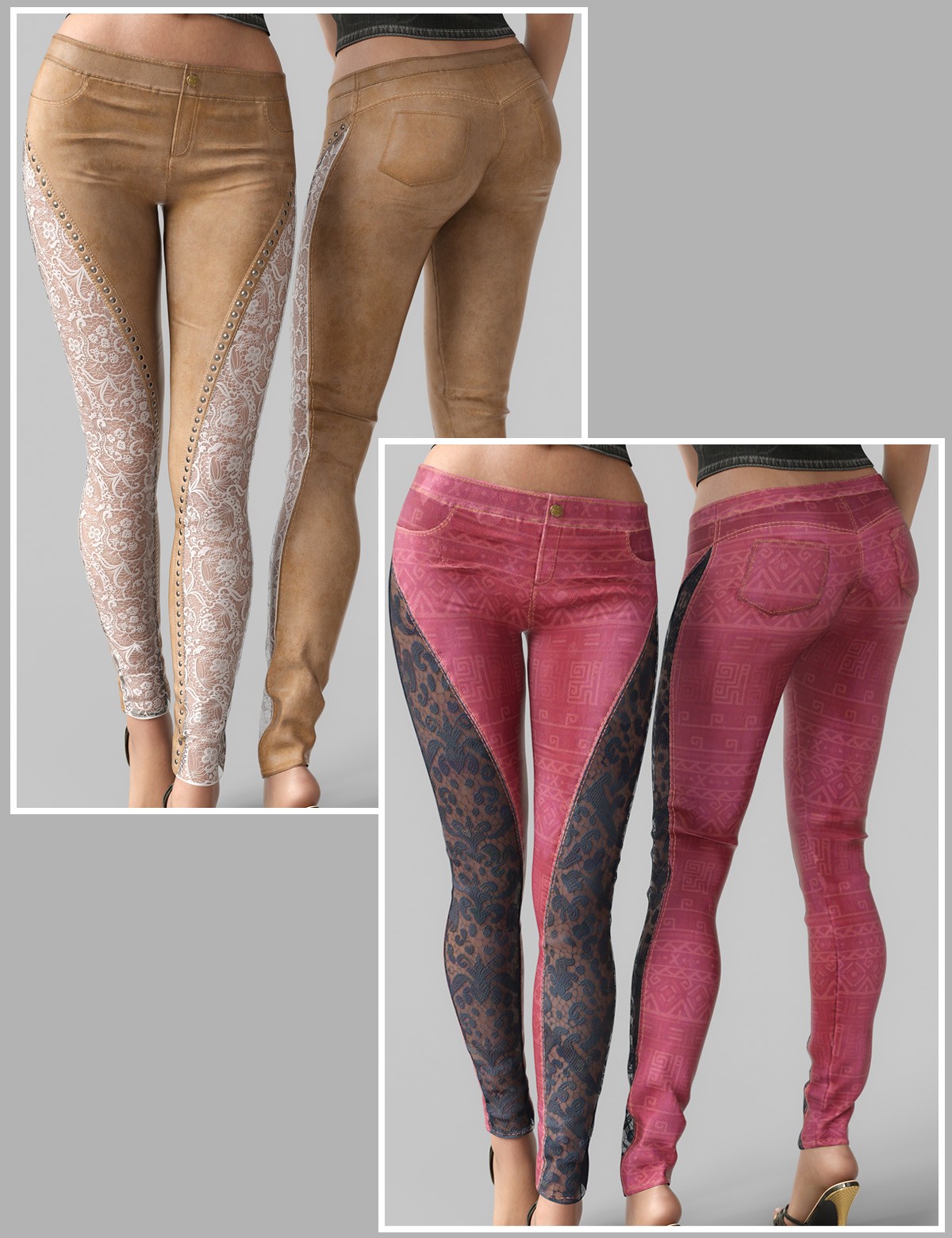 Grunge and Style Low Leather Pants G8-8.1F-G9 by N/A