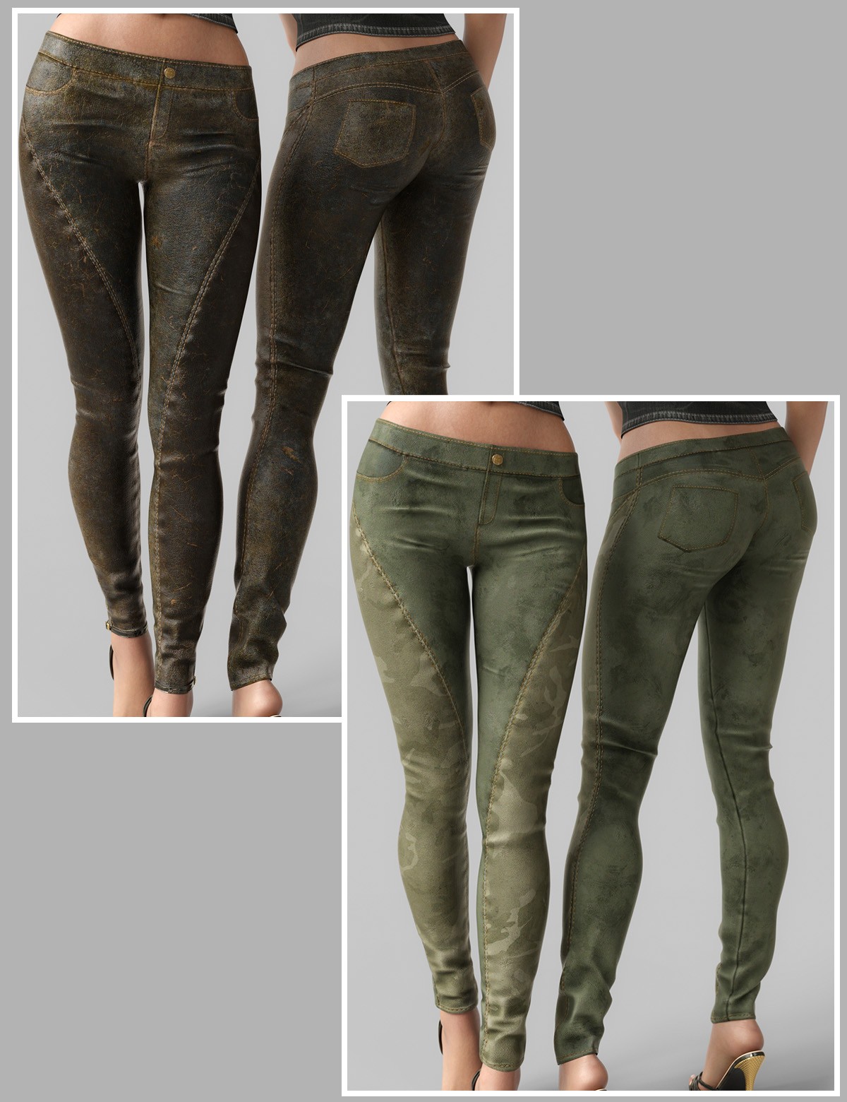 Grunge and Style Low Leather Pants G8-8.1F-G9 by N/A