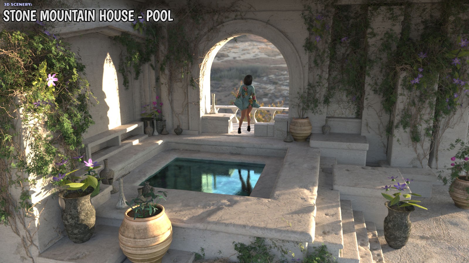 3D Scenery: Mountain Stone House: Pool by N/A