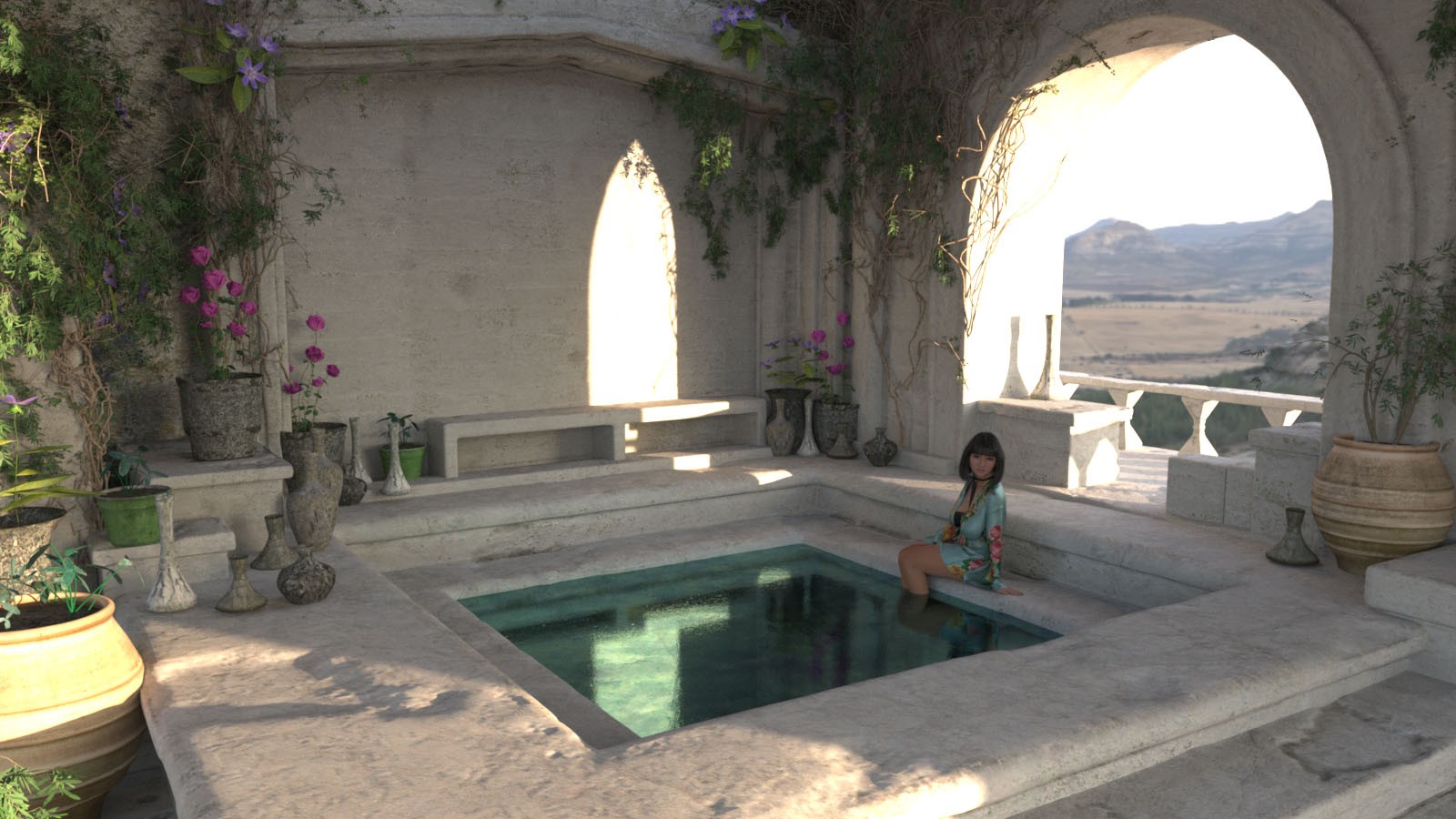 3D Scenery: Mountain Stone House: Pool by N/A