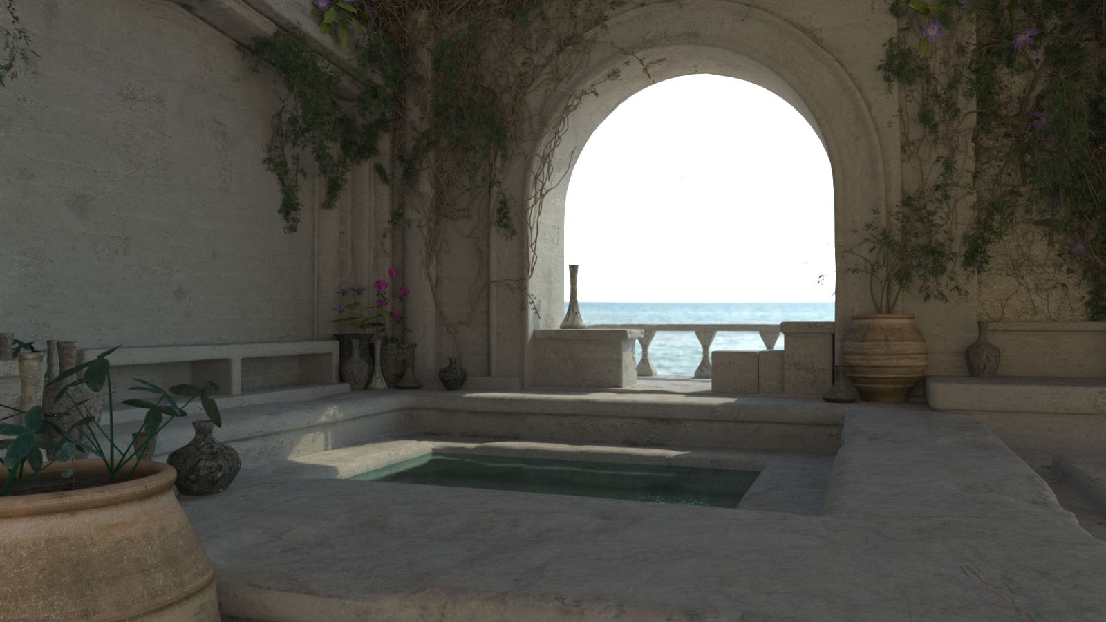 3D Scenery: Mountain Stone House: Pool by N/A
