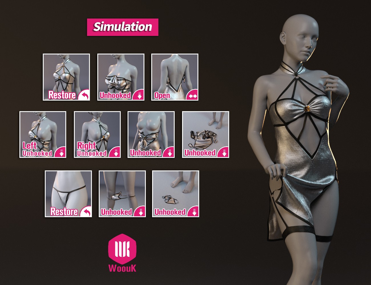 dForce WUK Dark Night Halter Cheongsam for Genesis 8 and 8.1 Female by N/A