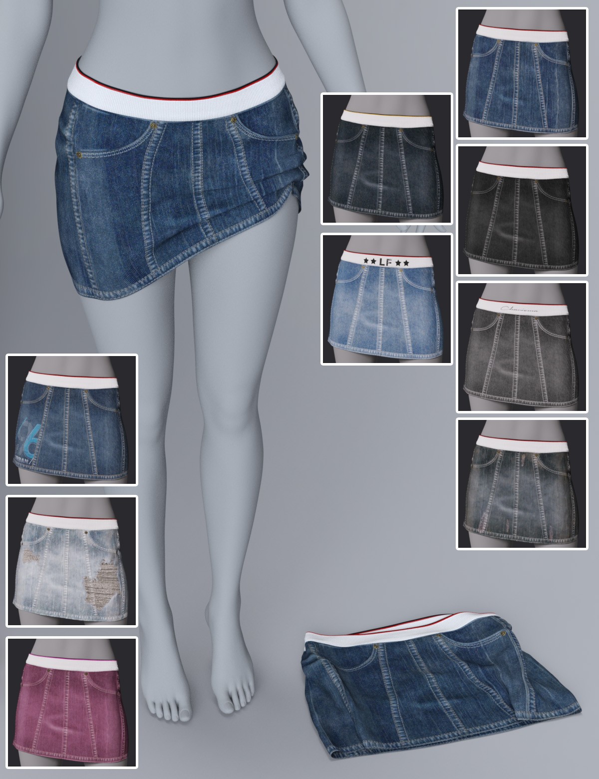 dForce Relaxed Denim Skirt Genesis8-8.1F-G9 by N/A