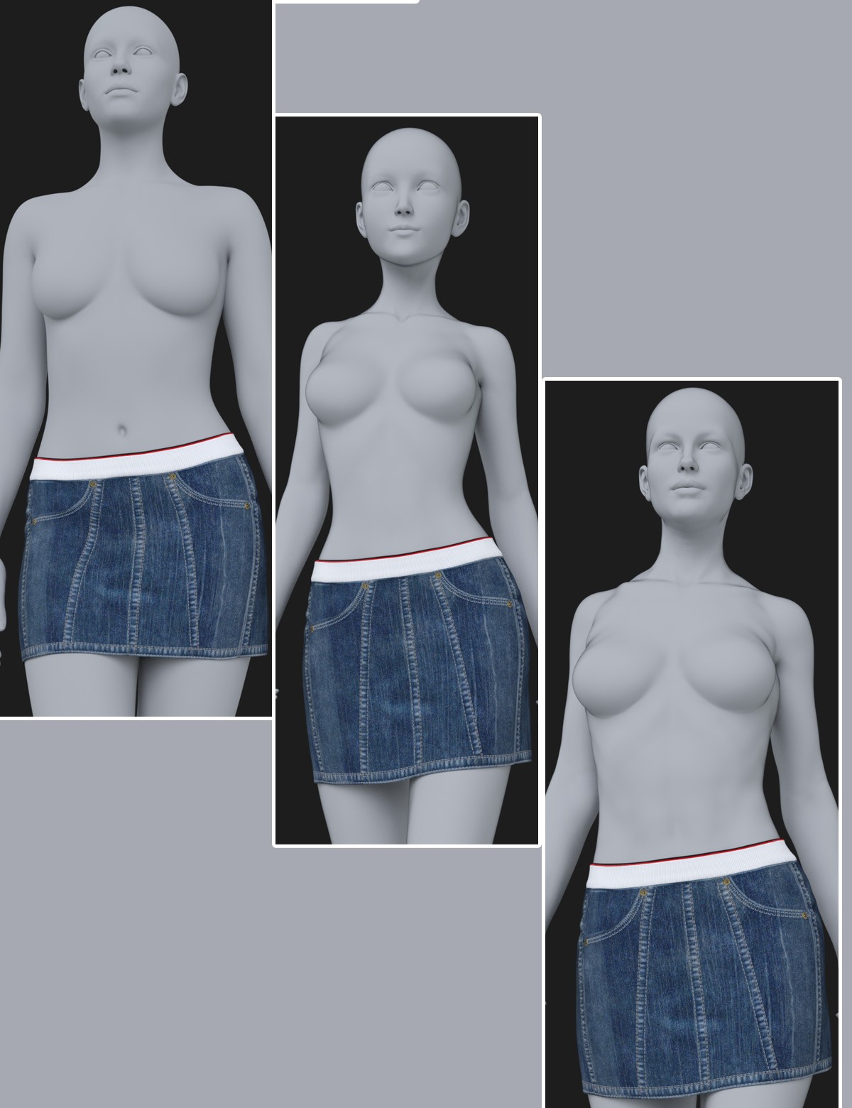 dForce Relaxed Denim Skirt Genesis8-8.1F-G9 by N/A